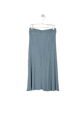 Ribbed Viscose Midi Skirt in Vintage Blue from Indi & Cold