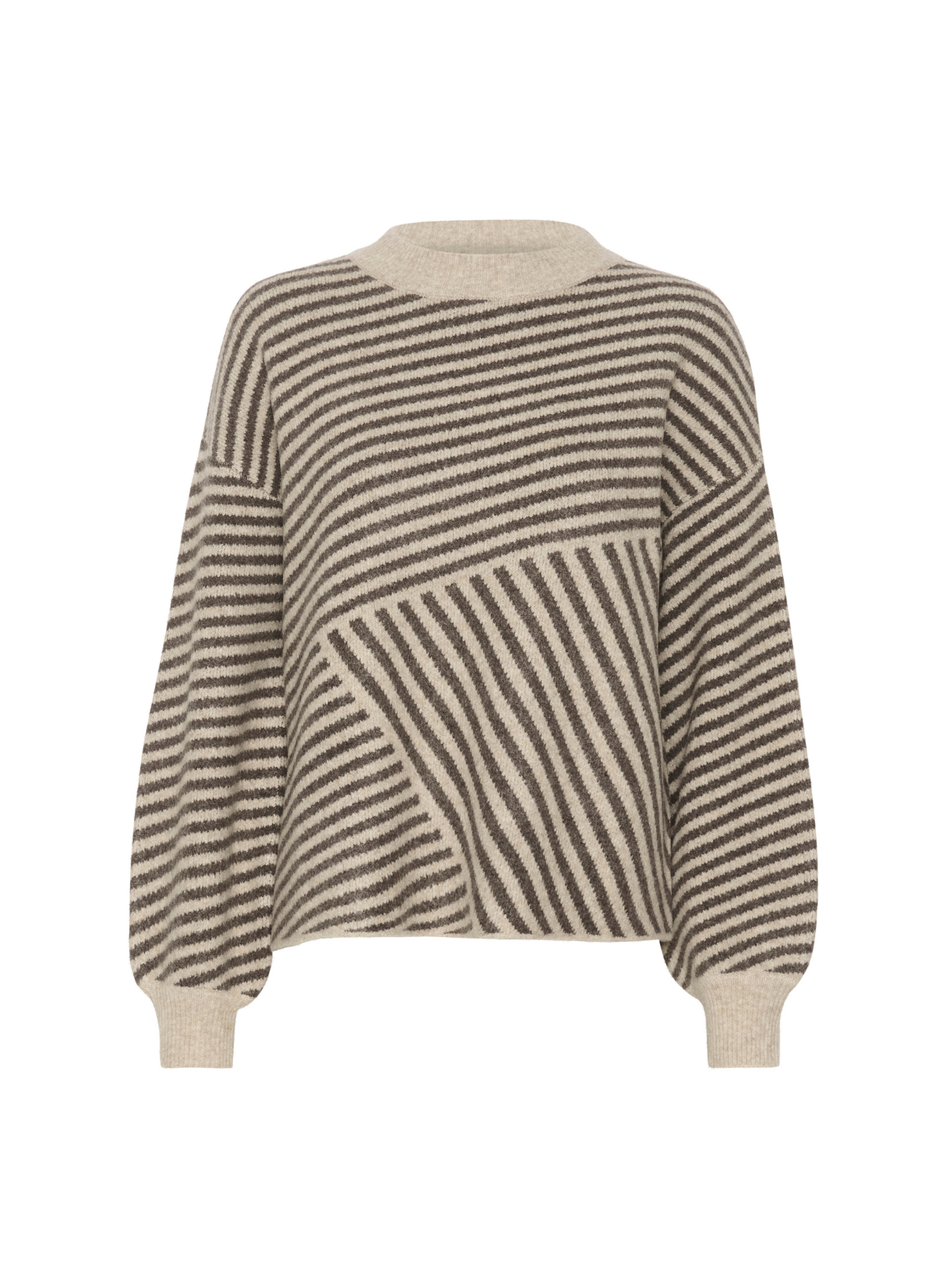 Verana Knit Pullover in Brown/Feather Gray from Kaffe