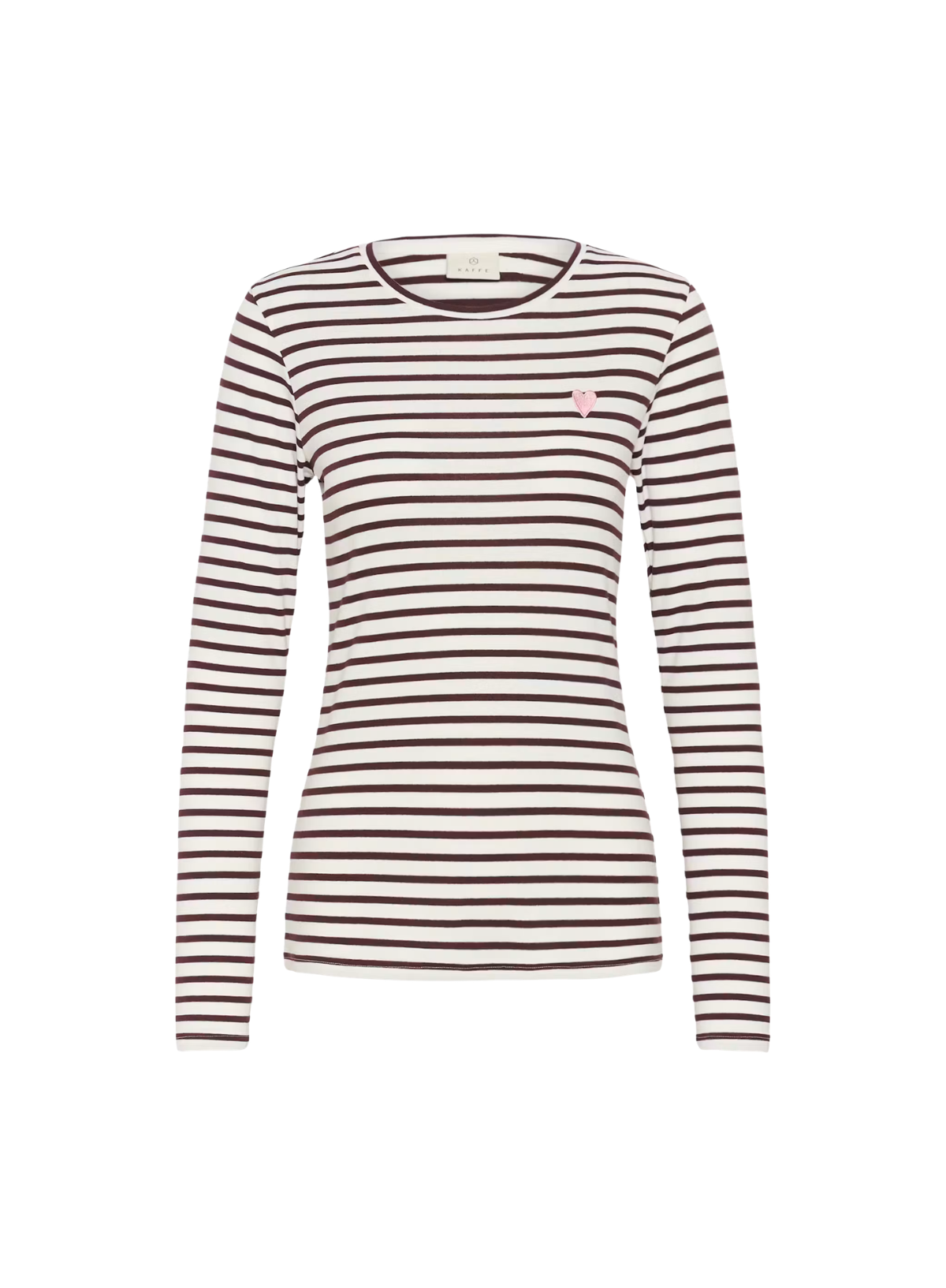 Kaffe Liddy Boat Neck T-Shirt in Chalk/Fudge Stripe