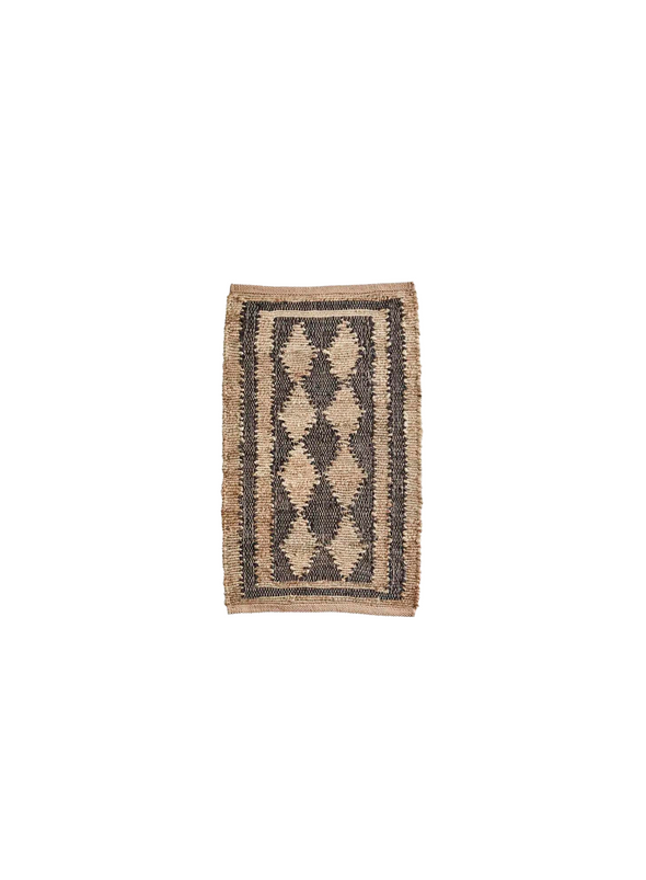 Waldorf Jute Mat With Leather in Dark Brown from Madam Stoltz