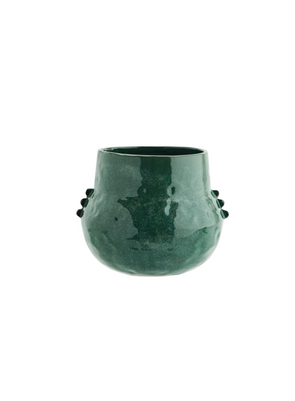 Dark Green Stoneware Flowerpot from Madam Stoltz