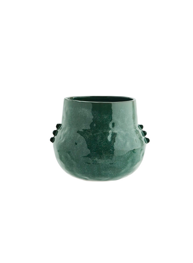 Dark Green Stoneware Flowerpot from Madam Stoltz