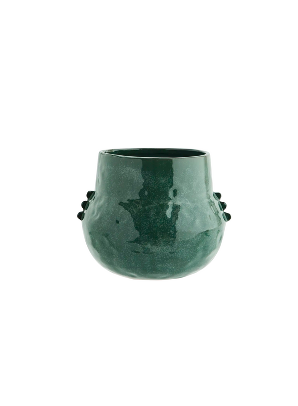 Dark Green Stoneware Flowerpot from Madam Stoltz