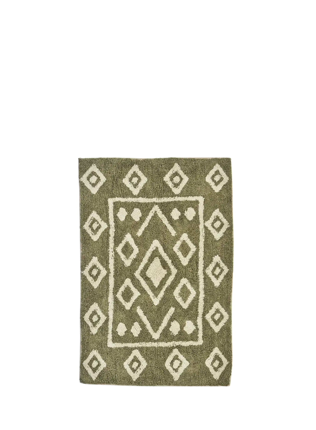 Khaki Diamonds Tufted Bath Mat 90/60cm from Madam Stoltz