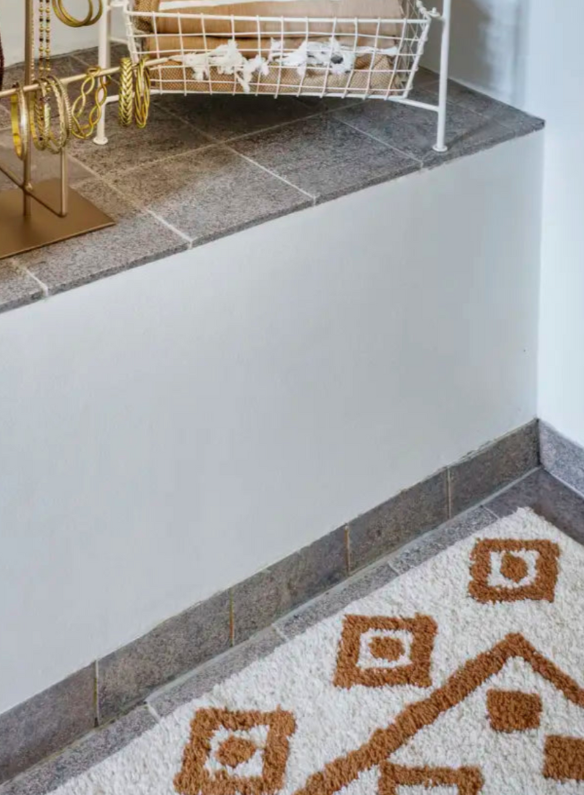 Mustard Diamonds Tufted Bath Mat 90/60cm from Madam Stoltz