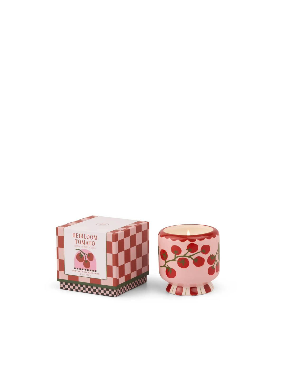 A Dopo 8oz Tomato Vine Ceramic Candle in Heirloom Tomato from Paddywax