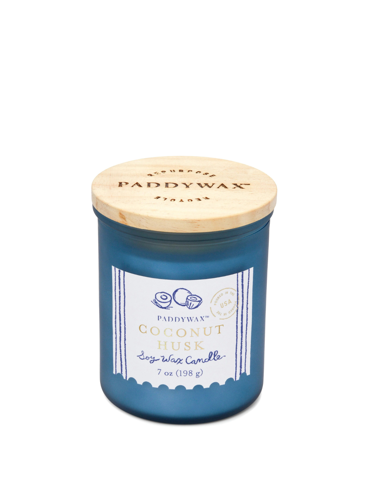 Coastal Glass Candle Sea Blue in Coconut Husk from Paddywax