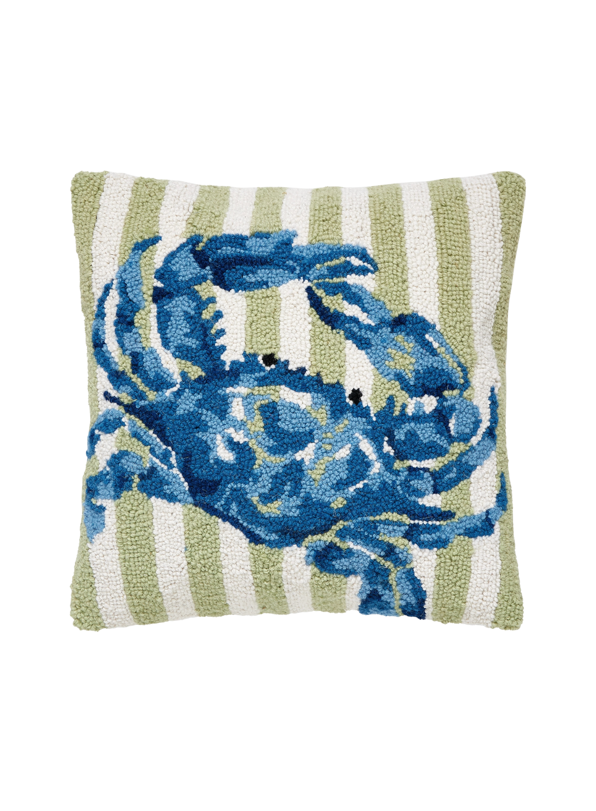 Peking Handicraft NEW Blue Crab Hook Pillow with green stripe