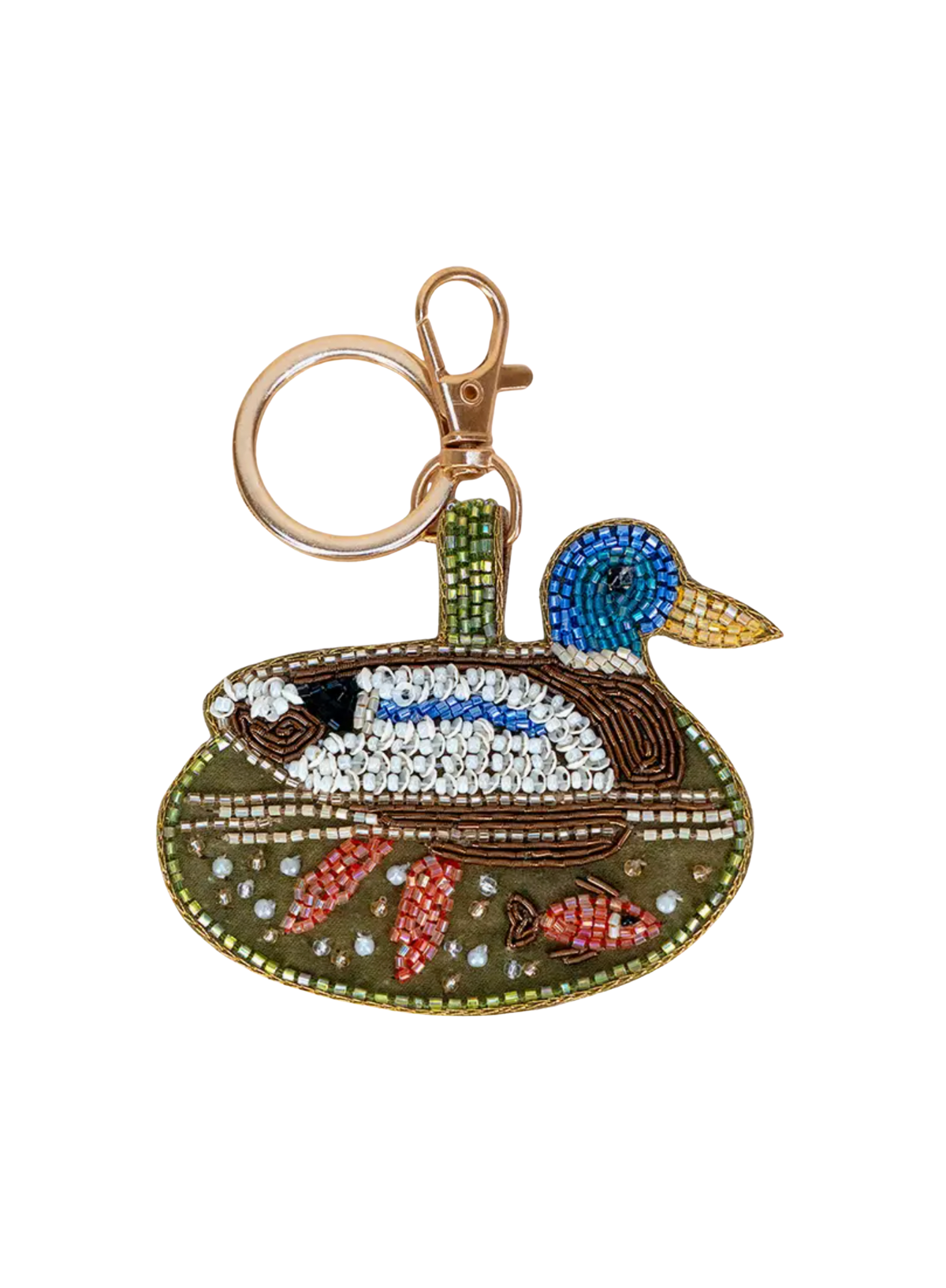 Powder Design Beaded Keyring -Duck