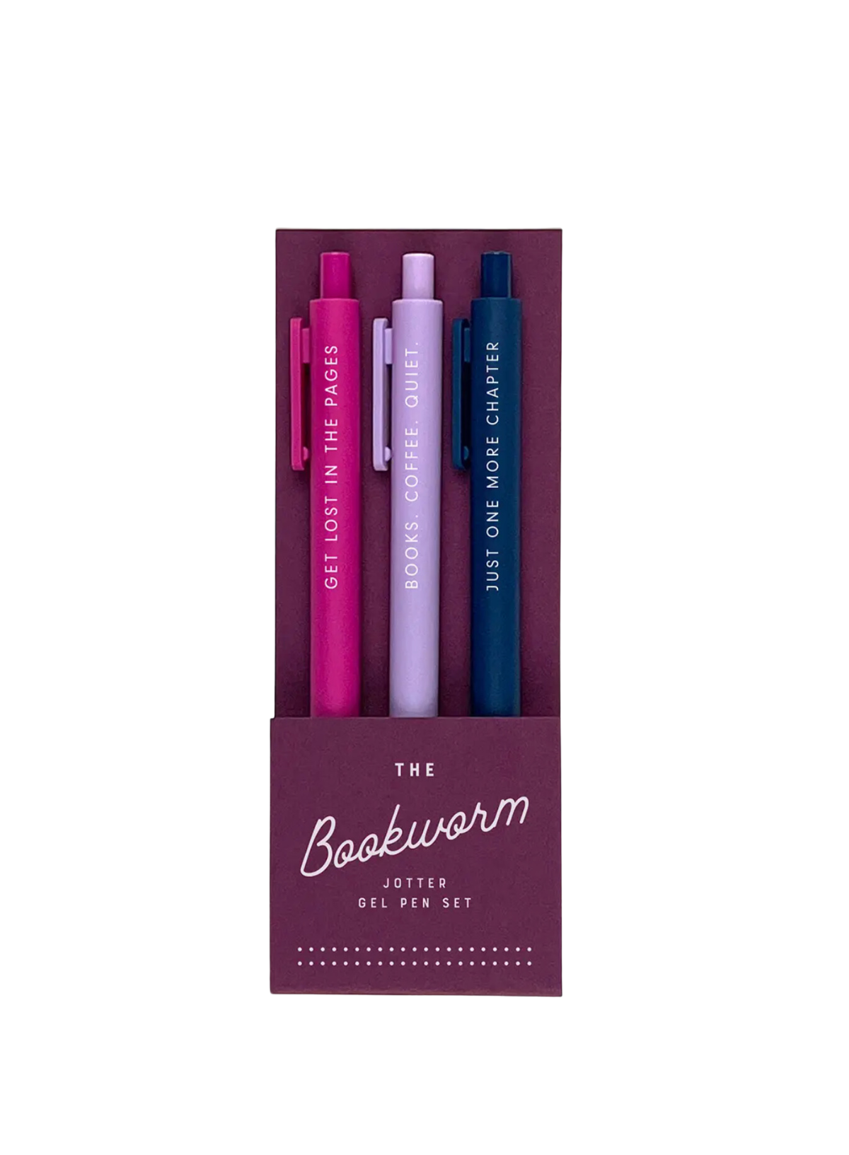 The Bookworm Jotter Gel Pen Set of 3 from Ruff House Print Shop