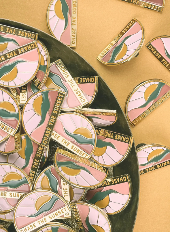 Chase the Sunset Enamel Pin from Ruff House Print Shop