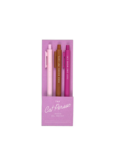 The Cat Person Jotter Gel Pen: Set of 3 from Ruff House Print Shop