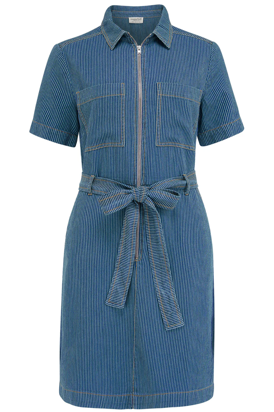 Sugarhill Tasha Mini Dress Blue Stripe Denim