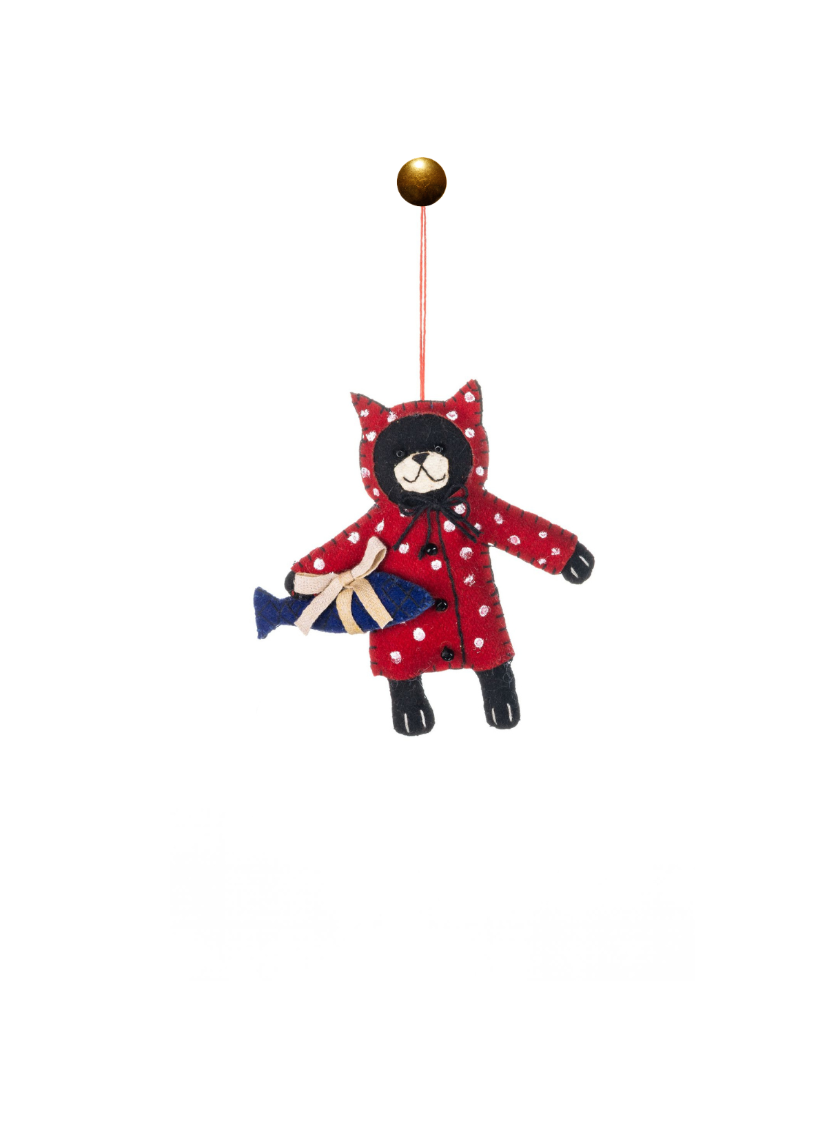 Felt Cat in Coat with Fish from Shoeless Joe