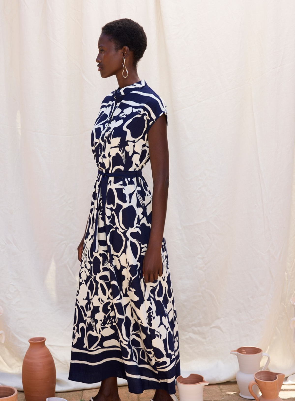 Skatïe Abstract Print Dress in Navy