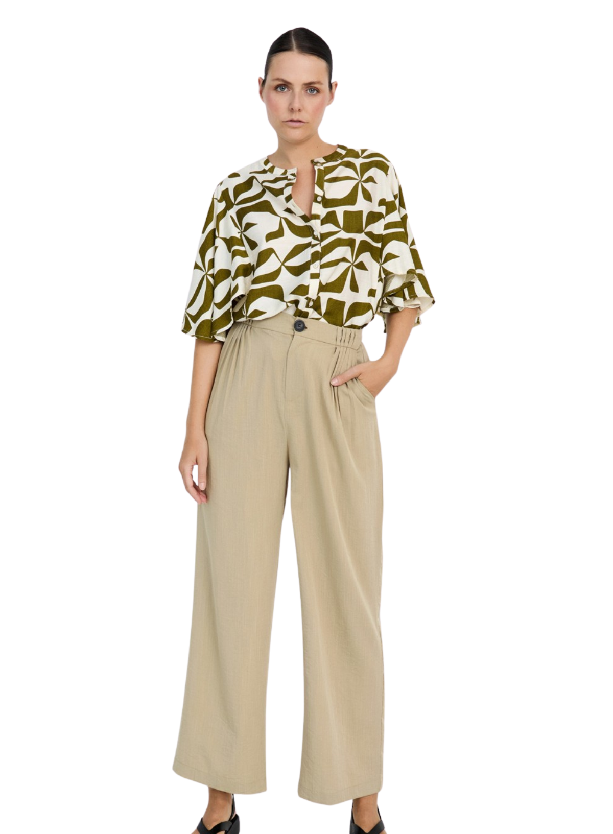 Skatïe Flowing Pleated Trousers in Brass