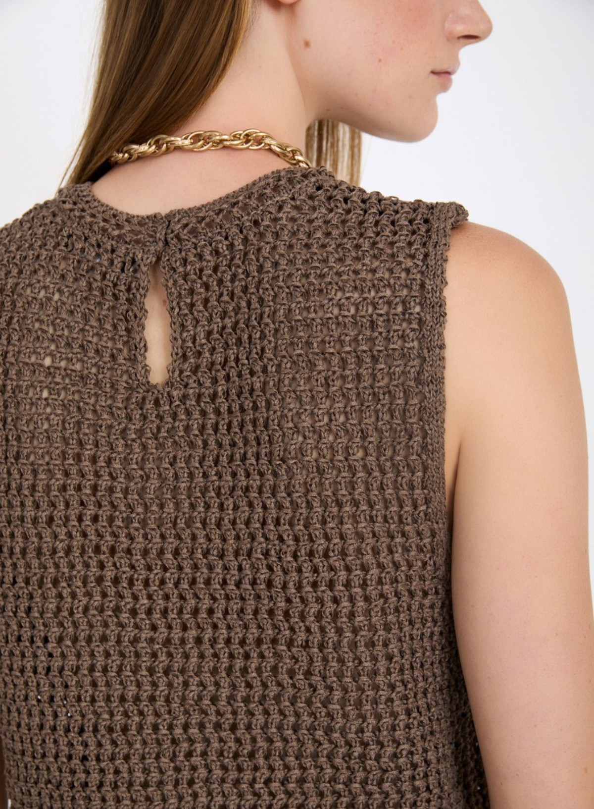 Skatïe Openwork Rustic Top in Caribou