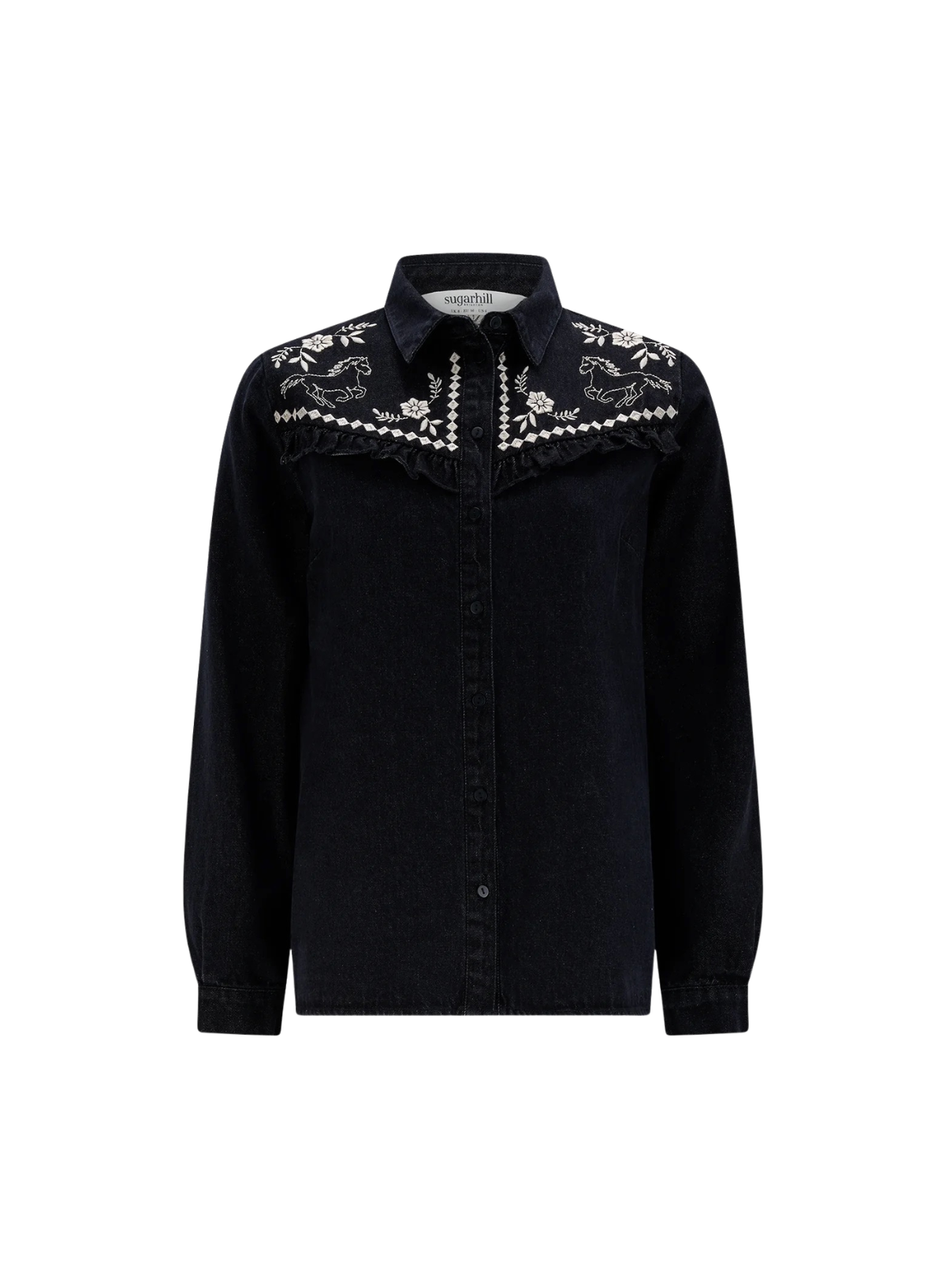 Sugarhill Kerri Shirt in Washed Black Wild Horses