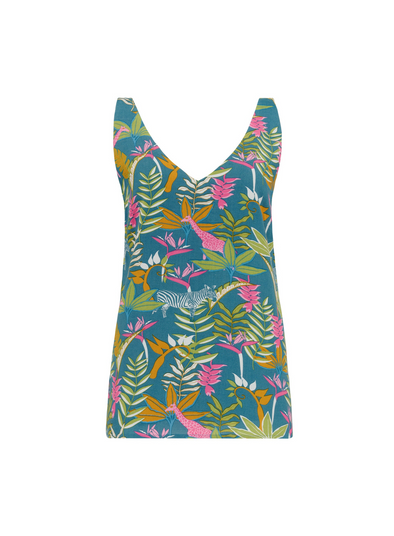 Romy Vest top in Teal Paradise Jungle from Sugarhill