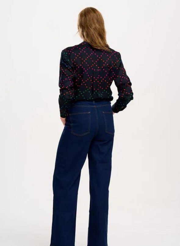 Alora Shirt in Black Rainbow Star Lattice from Sugarhill