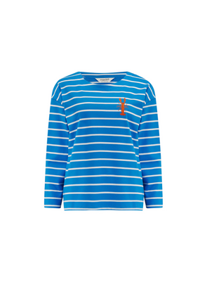Billie Bretton Top in French Blue Lobster Stripe from Sugarhill