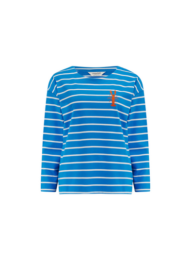 Billie Bretton Top in French Blue Lobster Stripe from Sugarhill