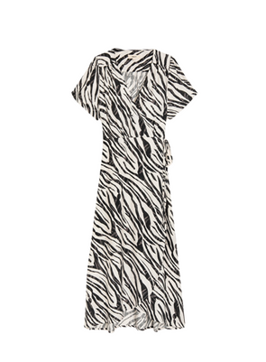 Cindia Wrap Over Dress in Creme Print from Suncoo