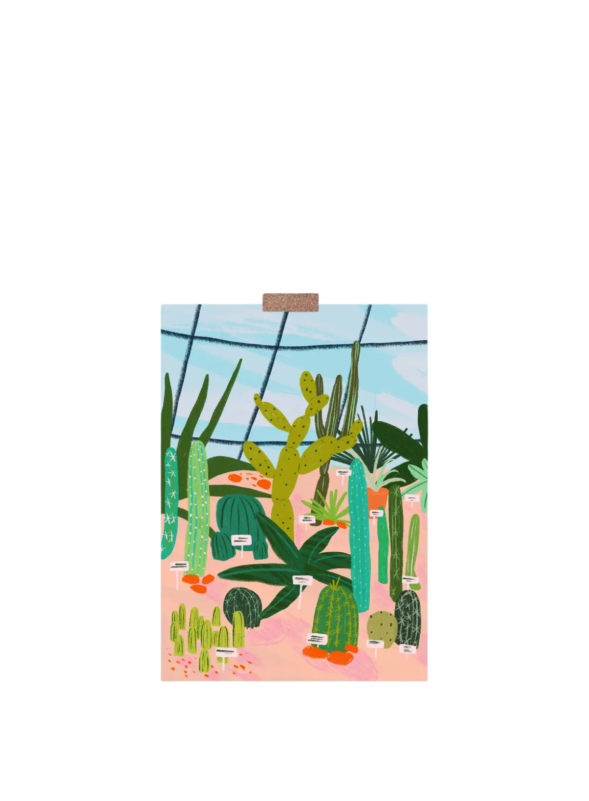 Palm House with Cacti Colourful Art Print: A4 from Kerrie Illustrates