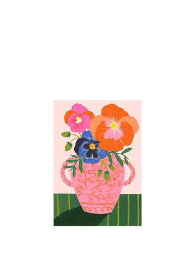 Pansies in Antique Vase Art Print: A4 from Kerrie Illustrates