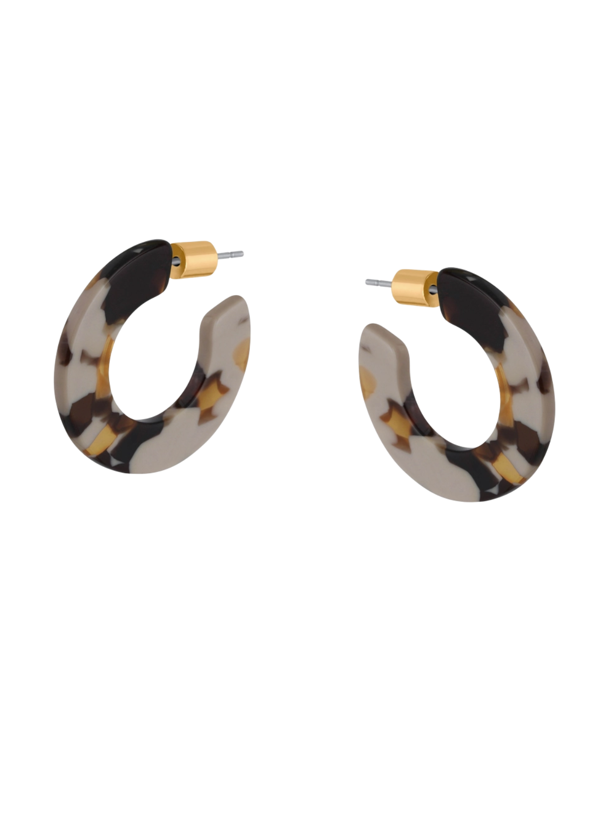 Big Metal Kathryn Flat Oval Resin Hoop Earrings in Cappuccino Brown