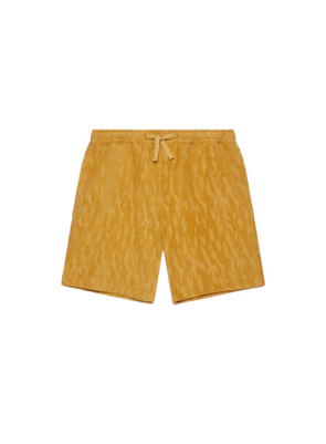Terry Sweat Shorts in Camo Mustard from Wax London