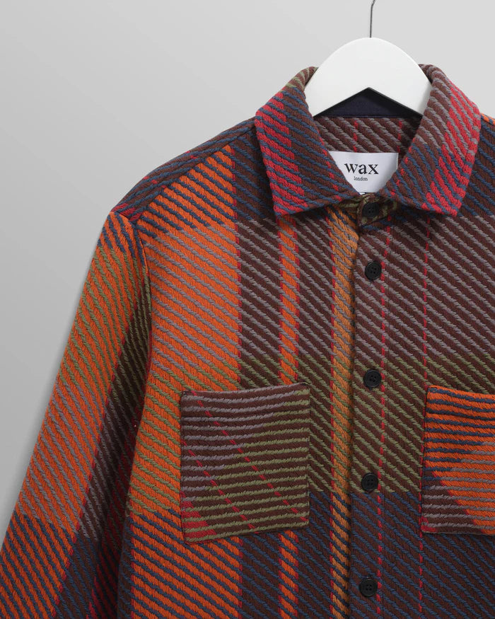 Wax London Whiting - Orange And Multicolour Tempo Check Overshirt