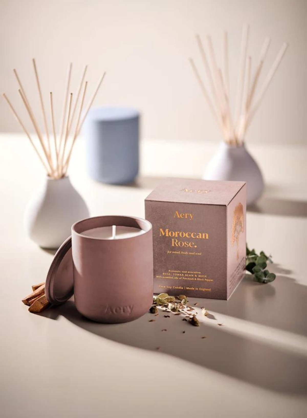 Aery Living Moroccan Rose Scented Candle - Rose Tonka & Musk