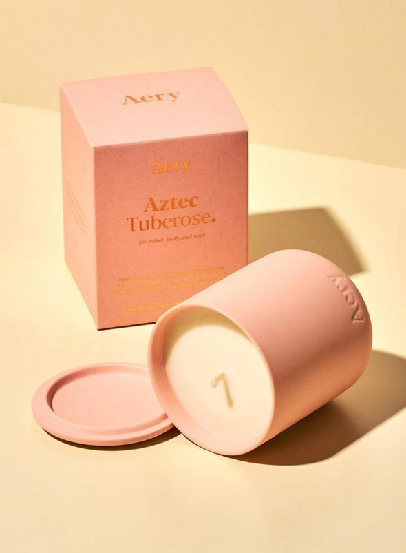 Aztec Tuberose Scented Candle - Peach Almond Milk & Tuberose from Aery Living