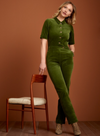 Garbo Button Jumpsuit Corduroy Olive Green from King Louie