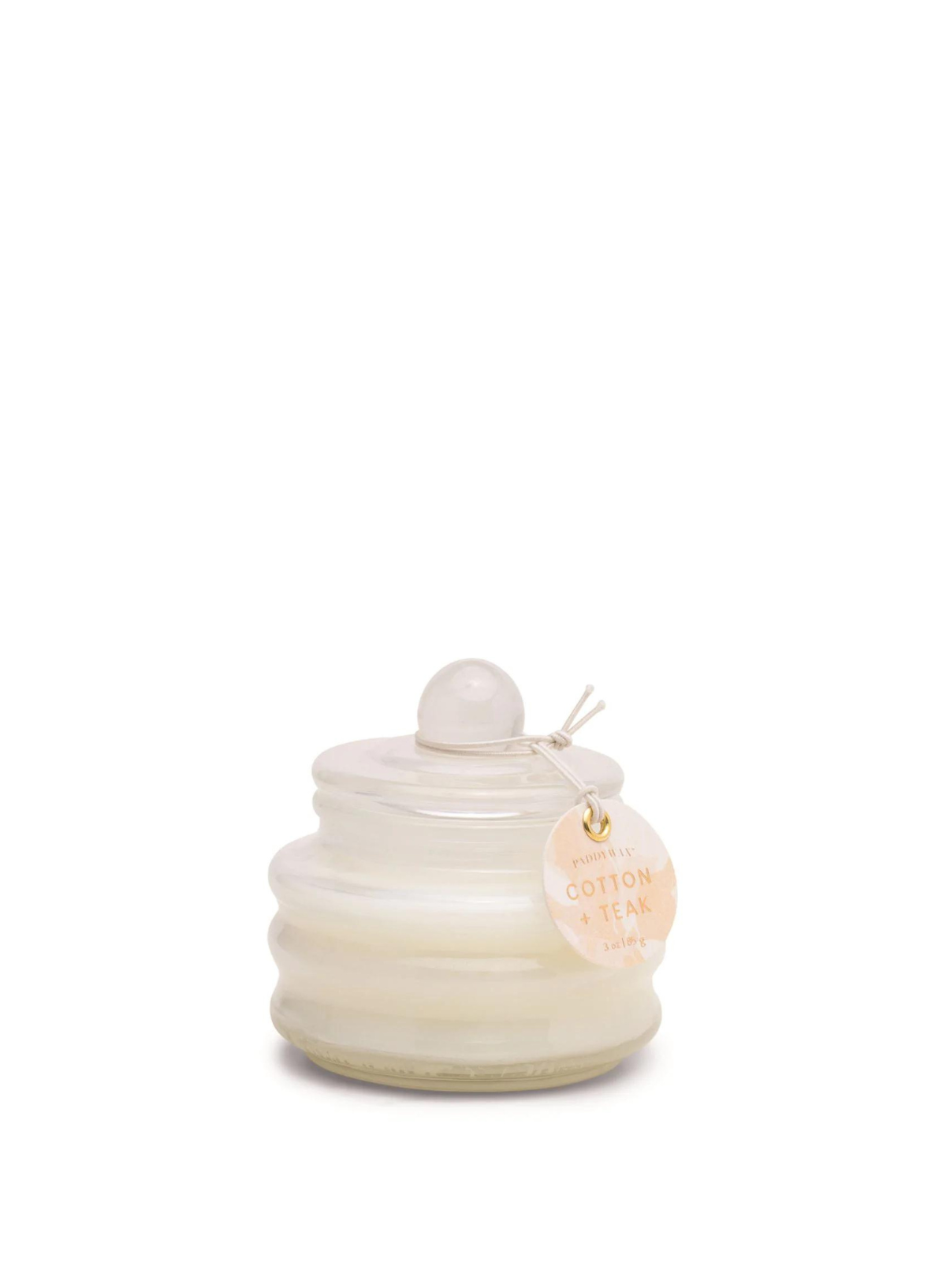 Beam 3oz Small Ivory Glass Vessel - Cotton & Teak from Paddywax