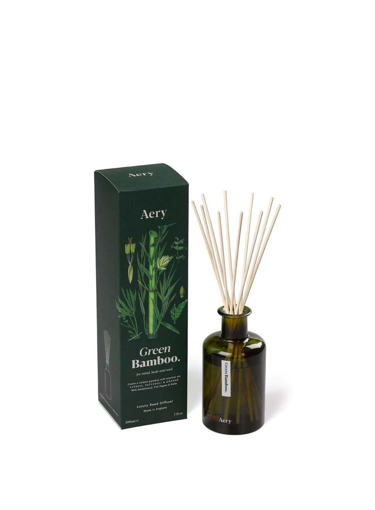 Aery Living Green Bamboo Reed Diffuser - Cypress Patchouli & Orange