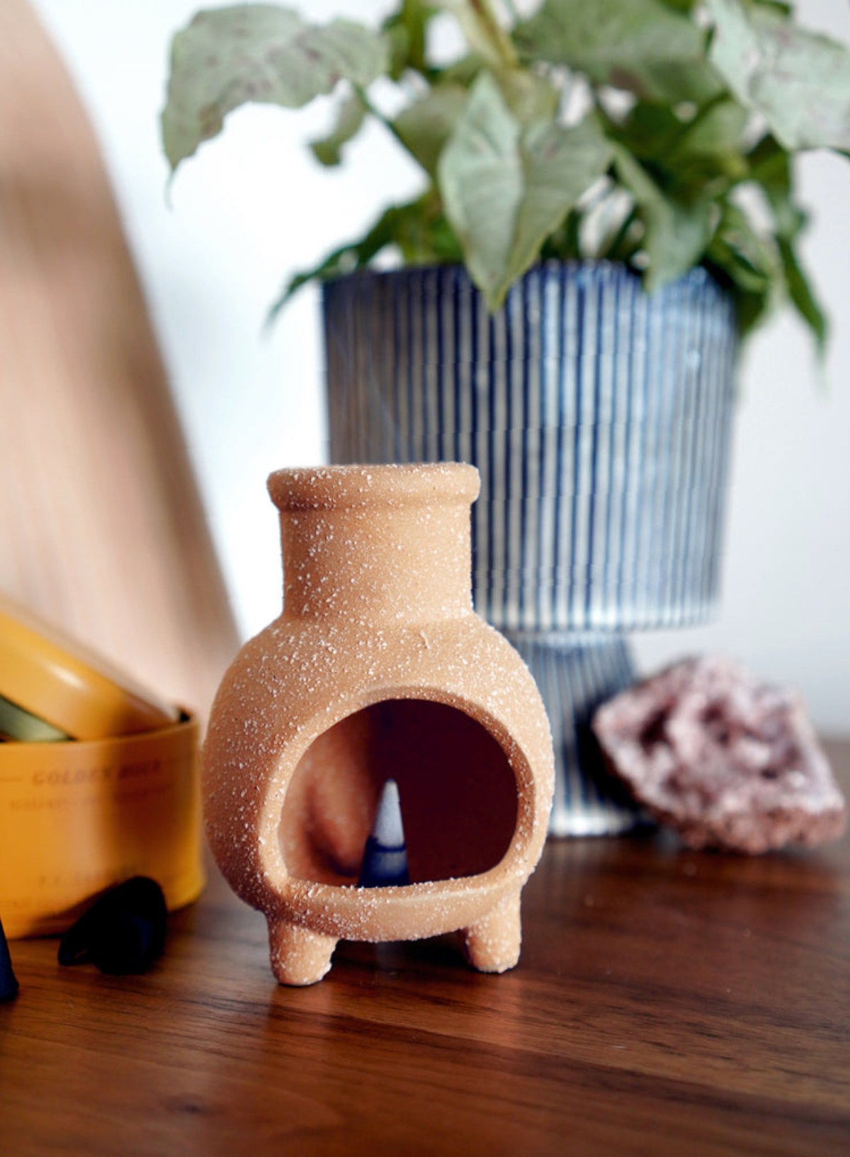 Chiminea Ceramic Incense Cone Holder in Kraft Packaging - Palo Santo & Sage