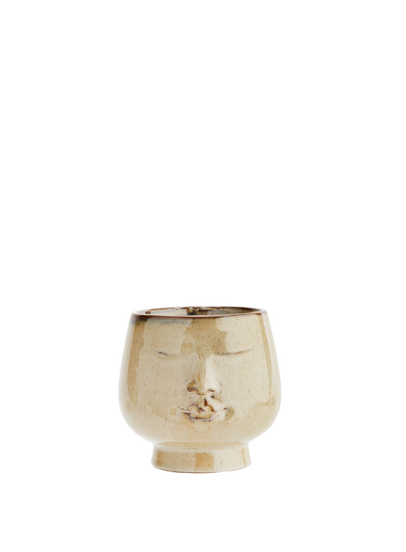 Beige Flowerpot with Face Large from Madam Stoltz