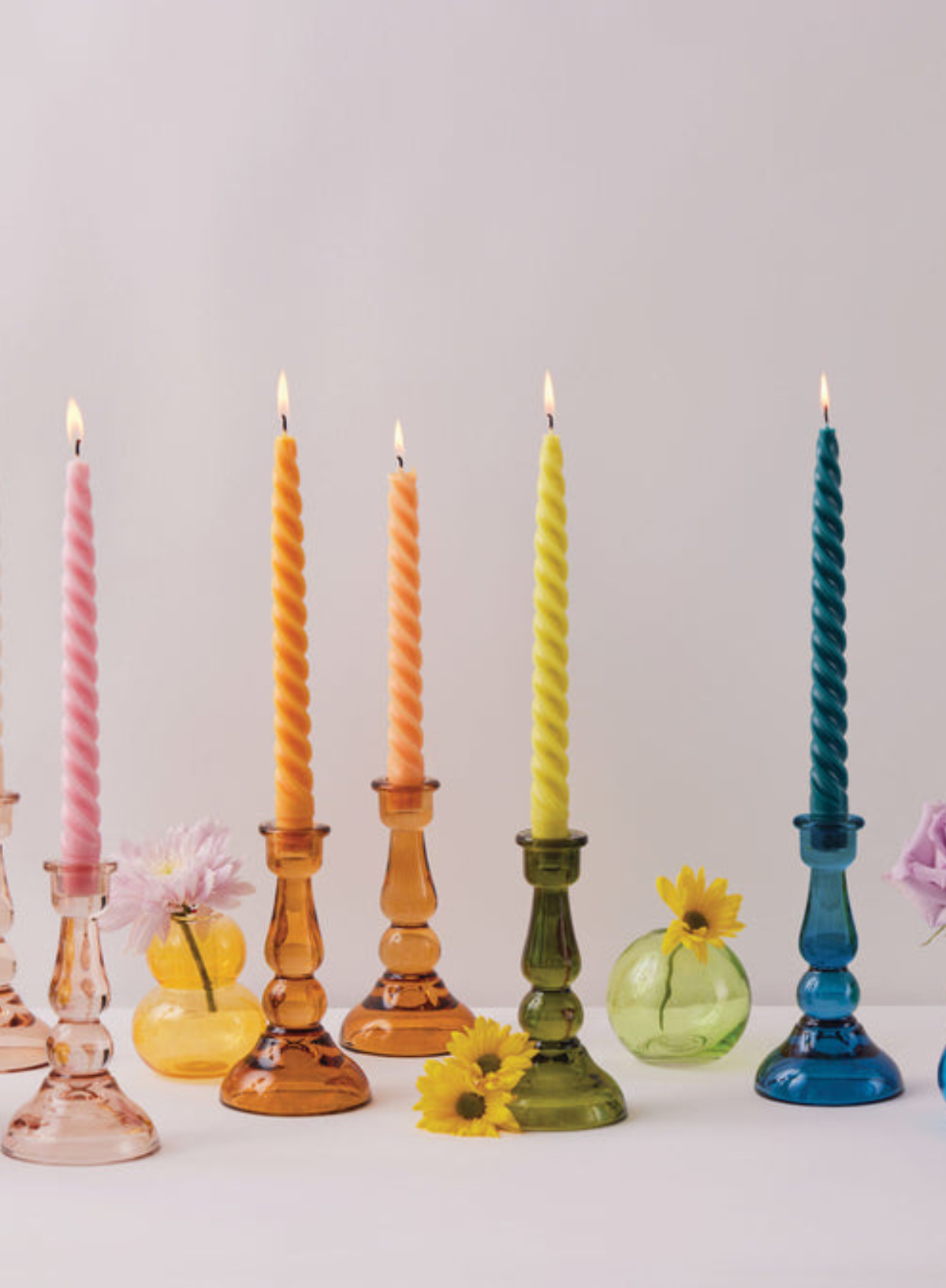 Amber Tall Glass Taper Holder