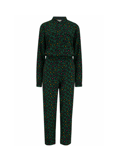 Rimona Boilersuit in Green Painted Floral from Sugarhill