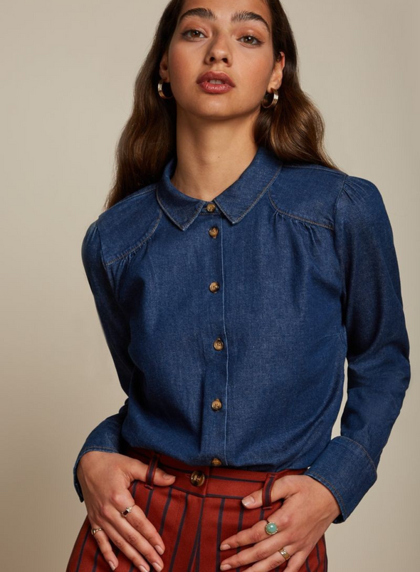 Carina Blouse Chambray in Denim Blue from King Louie