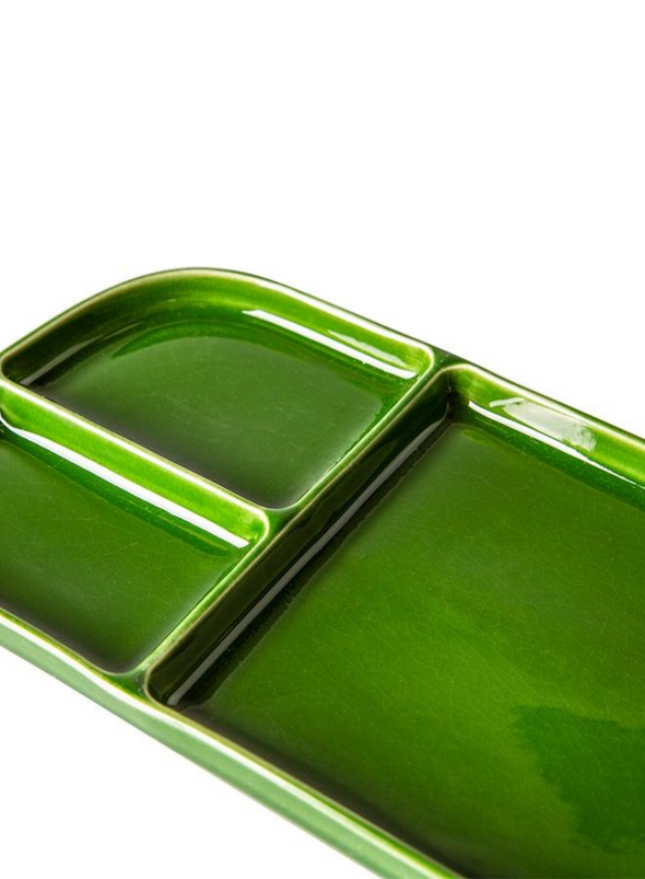 The Emeralds: Green Ceramic Rectangular Plate from HK Living
