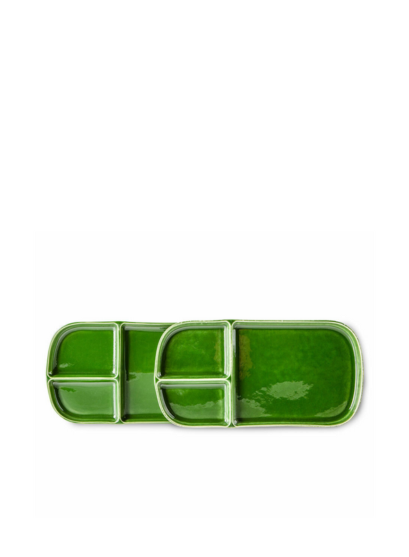 The Emeralds: Green Ceramic Rectangular Plate from HK Living