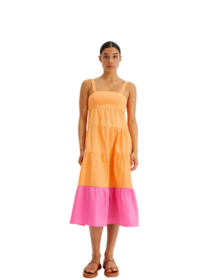 Strap Dress in Block Orange & Pink from Compañia Fantastica