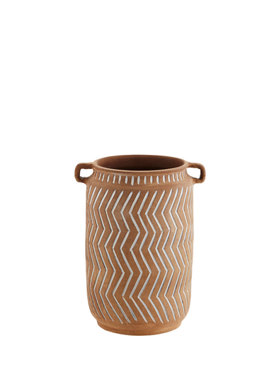 Jacob Terracotta Vase with Grooves from Madam Stoltz
