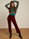 High Waisted Pants Corduroy in Beet Red from King Louie