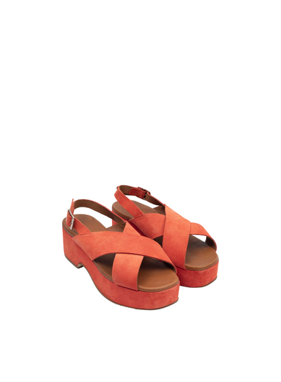Leather Platform Sandals in 431 Coral from Nice Things