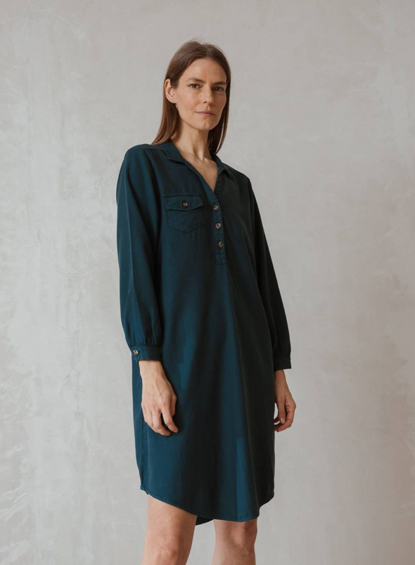 Lyocell Shirt Dress in Prussian Blue from Indi & Cold