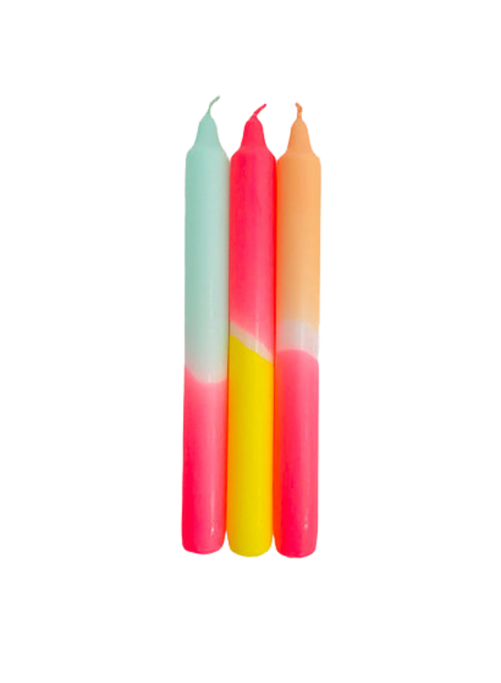 Dip Dye Neon Dinner Candles Sunshine club from Pink Stories